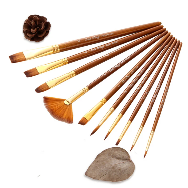 10Pcs/set Nylon Hair Painting Brush Linen Paint Brushes Set Oil Acrylic Brush Watercolor Pen Round And Fan Shape Tip Brush
10Pcs/set Nylon Hair Painting Brush Linen Paint Brushes Set Oil Acrylic Brush Watercolor Pen Round And Fan Shape Tip Brush