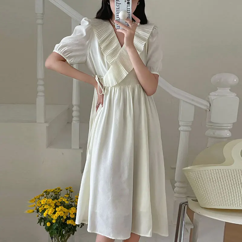 Женское платье с запахом и оборками Clothland, летнее цельное платье средней длины с V-образным вырезом, коротким рукавом и шнуровкой, DA118
Женское платье с запахом и оборками Clothland, летнее цельное платье средней длины с V-образным вырезом, коротким рукавом и шнуровкой, DA118