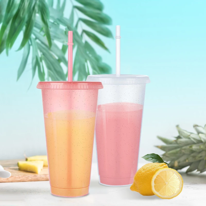 480/700ML Flash Powder Water Bottle With Straws Lid Plastic Reusable Personalized Drinkware Coffee Drinking Cup Christmas Gifts 
480/700ML Flash Powder Water Bottle With Straws Lid Plastic Reusable Personalized Drinkware Coffee Drinking Cup Christmas Gifts