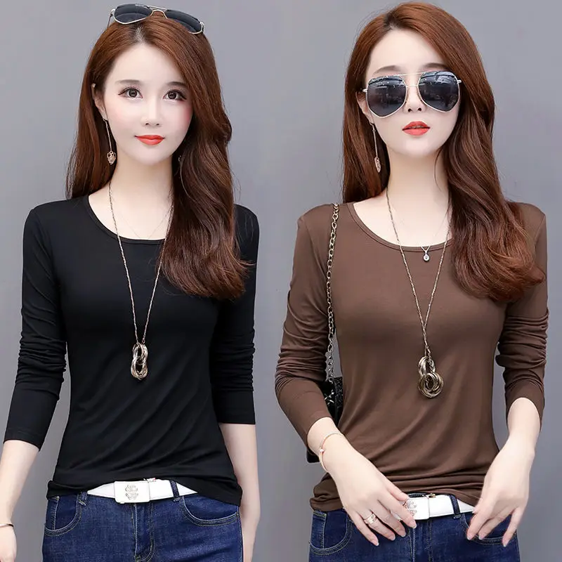 T Shirt Korean Style Slim T-shirts 2022 Spring Sexy Tshirts Modal Cotton Long Sleeve Tops Tee Shirt Femme Khaki White Black E378
T Shirt Korean Style Slim T-shirts 2022 Spring Sexy Tshirts Modal Cotton Long Sleeve Tops Tee Shirt Femme Khaki White Black E378