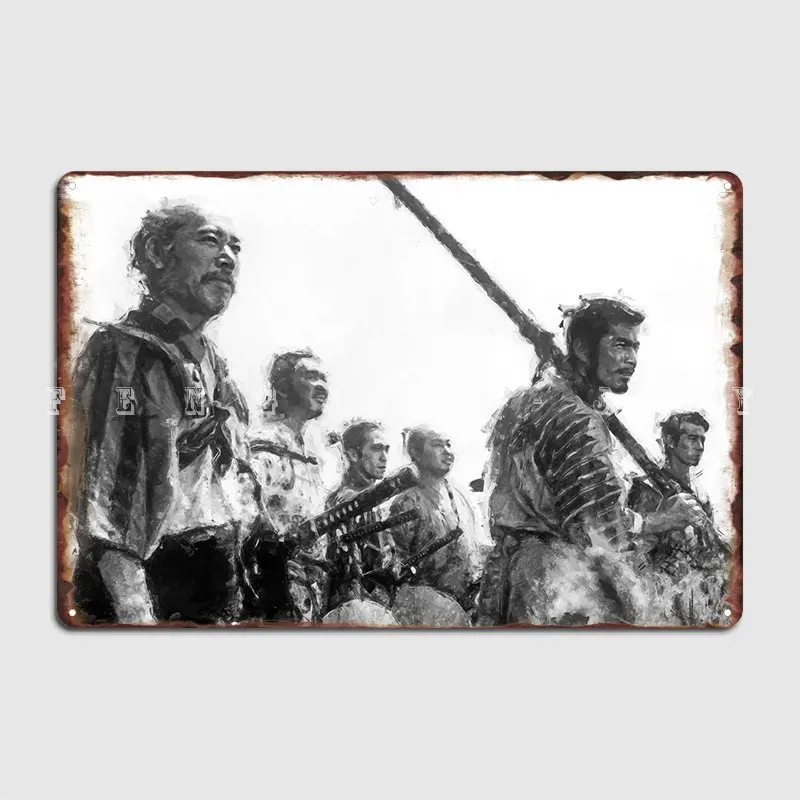

Seven Samurai Metal Sign Bar Cave Wall Plaque Cinema Living Room Personalized Tin Sign Poster