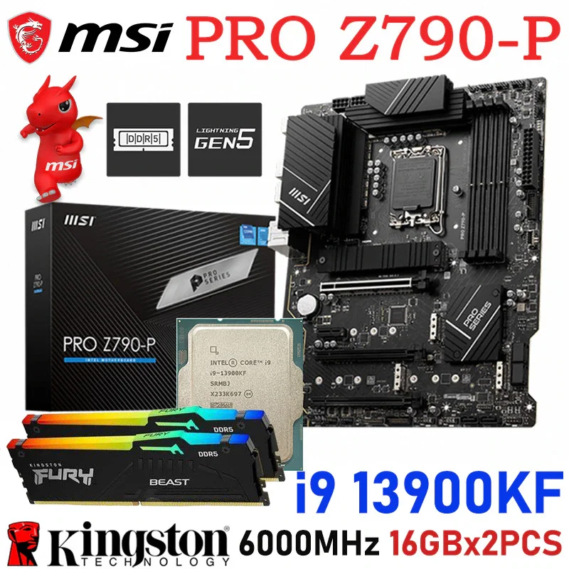 Процессор Intel Core i9 13900KF CPU Combo Intel Z790 LGA 1700 MSI PRO Z790-P DDR5 материнская плата для настольного компьютера Kingston 6000 МГц 32 Гб Память подходит
Процессор Intel Core i9 13900KF CPU Combo Intel Z790 LGA 1700 MSI PRO Z790-P DDR5 материнская плата для настольного компьютера Kingston 6000 МГц 32 Гб Память подходит