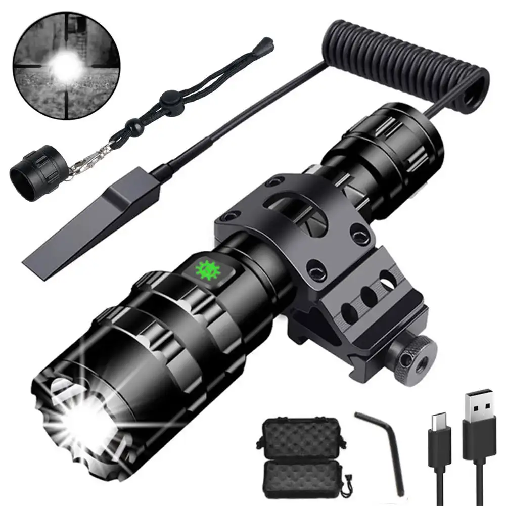 

L2 Hunting Flashlight 5 Modes Torch Lintern Tactical Flashlight 18650 Aluminum C8 Waterproof Lamp Gun Mount Waterproof Light
