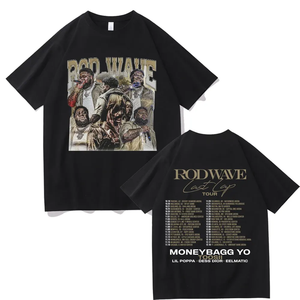 Рэпер Rod Wave Last Lap Tour Футболка с двусторонним принтом Мужчины Женщины Негабаритная