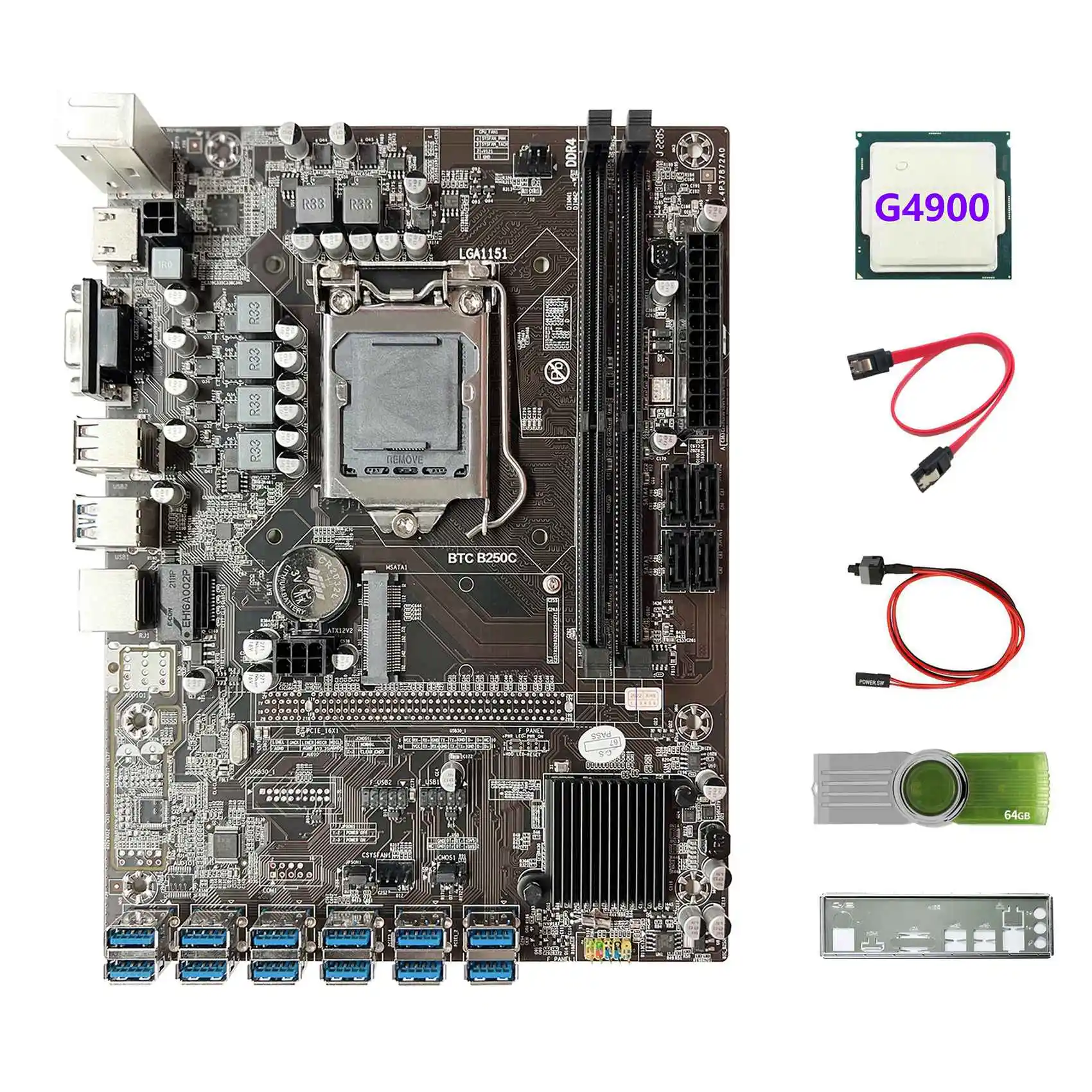 Материнская плата B250C BTC Miner + процессор G4900 + 64 ГБ USB-накопитель + перегородка + кабель SATA + кабель переключателя 12 USB3.0 DDR4 LGA1151 для ETH
Материнская плата B250C BTC Miner + процессор G4900 + 64 ГБ USB-накопитель + перегородка + кабель SATA + кабель переключателя 12 USB3.0 DDR4 LGA1151 для ETH