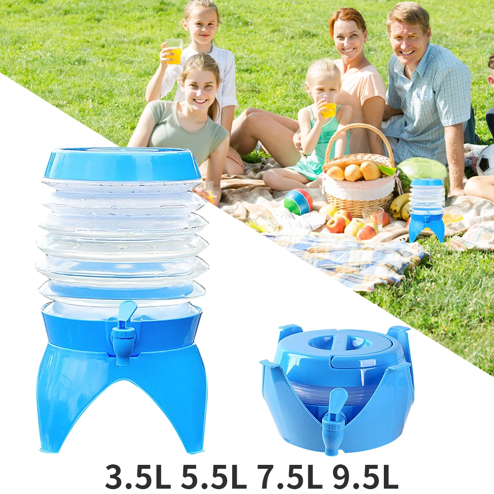 

3.5-9.5L 1PC Outdoor Foldable Water Container Camping Folding Water Bucket Fishing Travel Beer Juice Drinking Storage Tap Bucket