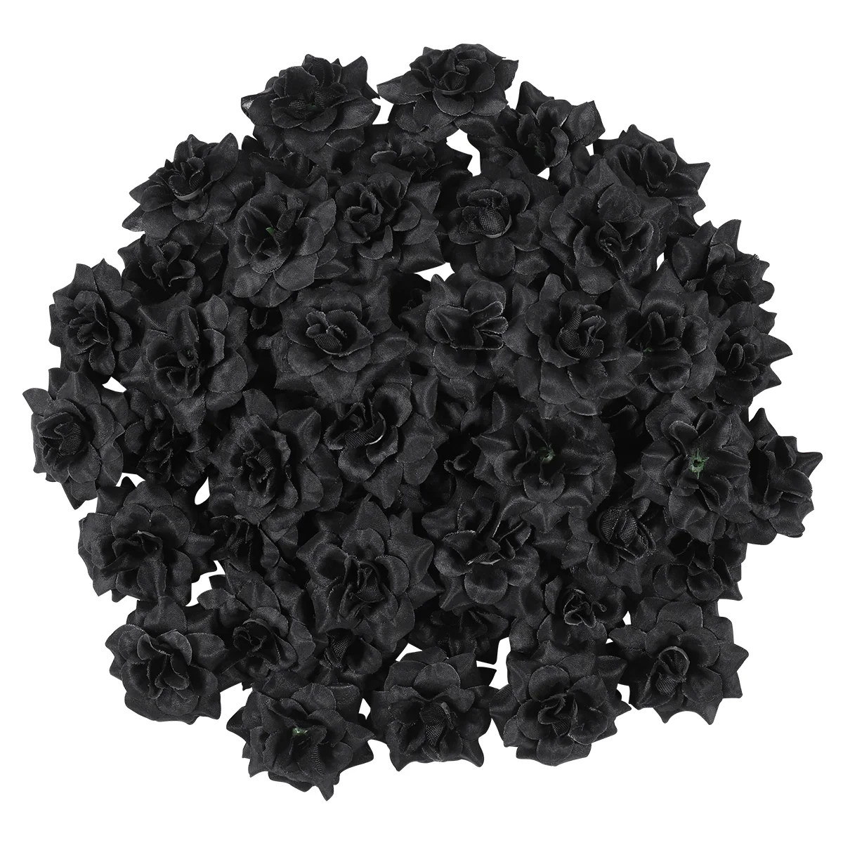 

LUOEM 50pcs Simulation Silk Rose Flower Heads for Hat Clothes Album Embellishment (Black) Roses