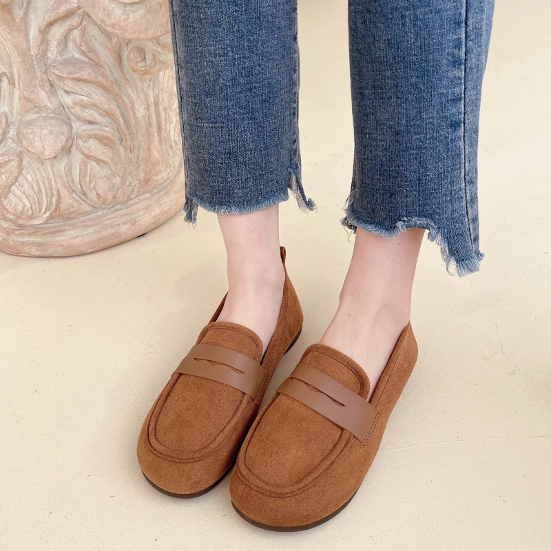 Женские нескользящие туфли на плоской подошве, черные или коричневые удобные кожаные туфли для вождения, 2022 
Женские нескользящие туфли на плоской подошве, черные или коричневые удобные кожаные туфли для вождения, 2022