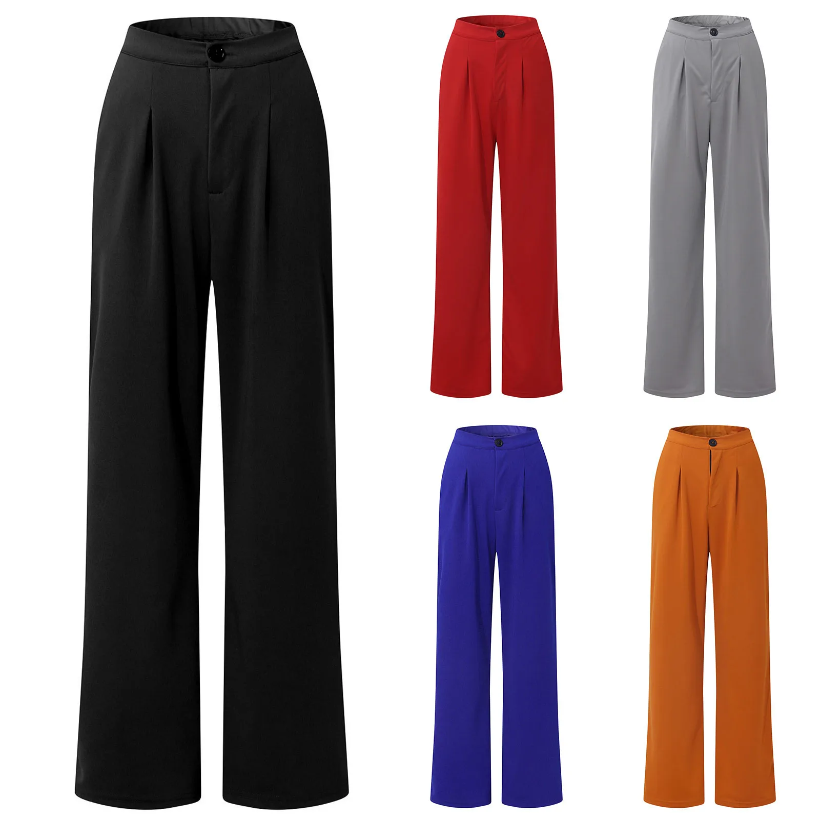 Casual High Waist Loose Wide Leg Pants For Women Spring Autumn New Female Floor-length White Suits Pants Ladies Long Trousers 
Casual High Waist Loose Wide Leg Pants For Women Spring Autumn New Female Floor-length White Suits Pants Ladies Long Trousers