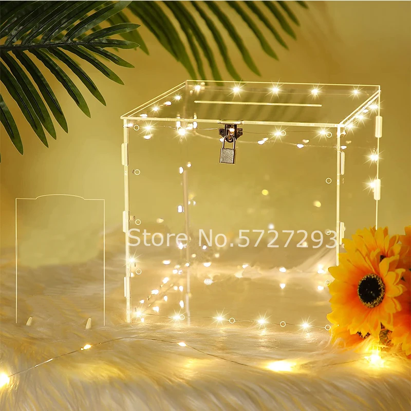 Acrylic Wedding Card Box With Lock For Reception Assembled Wishing Well Cards Box Clear Keepsake Box With Light String
Acrylic Wedding Card Box With Lock For Reception Assembled Wishing Well Cards Box Clear Keepsake Box With Light String