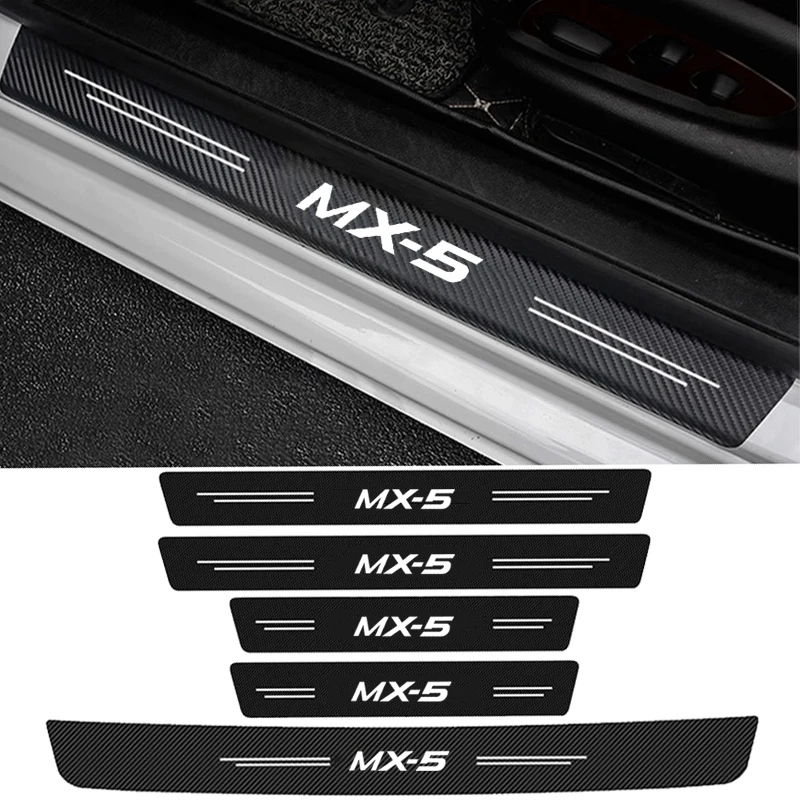 

Защитные наклейки на порог двери автомобиля, внешний вид заднего багажника для Mazda наклейки на бампер MX5, логотип 2021, 2020, 2019, 2018, 2017, 2016, 2015