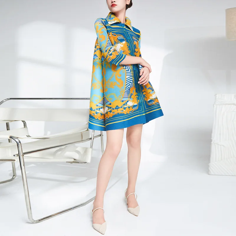 Autumn style dress Middle aged woman Autumn vintage print Medium long loose large three curtilage pleated skirt
Autumn style dress Middle aged woman Autumn vintage print Medium long loose large three curtilage pleated skirt