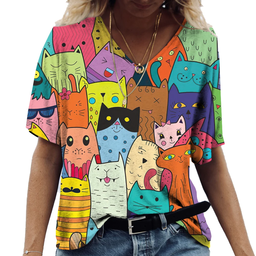 Woman T-shirt Summer 3d Funny Cats Pattern Girl Tshirts Street Harajuku Large Size Tee Tops V-neck Fashion Famale Casual Clothes
Woman T-shirt Summer 3d Funny Cats Pattern Girl Tshirts Street Harajuku Large Size Tee Tops V-neck Fashion Famale Casual Clothes