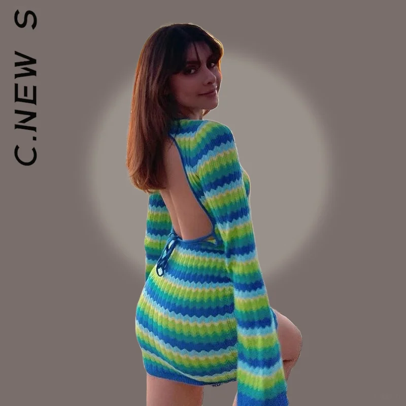 C.New S Stripe Knit Summer Beach Dress Bodycon Backless Casual Mini Dress Lazy Holiday Dresses Soft Dress Woman Vestidos Female
C.New S Stripe Knit Summer Beach Dress Bodycon Backless Casual Mini Dress Lazy Holiday Dresses Soft Dress Woman Vestidos Female