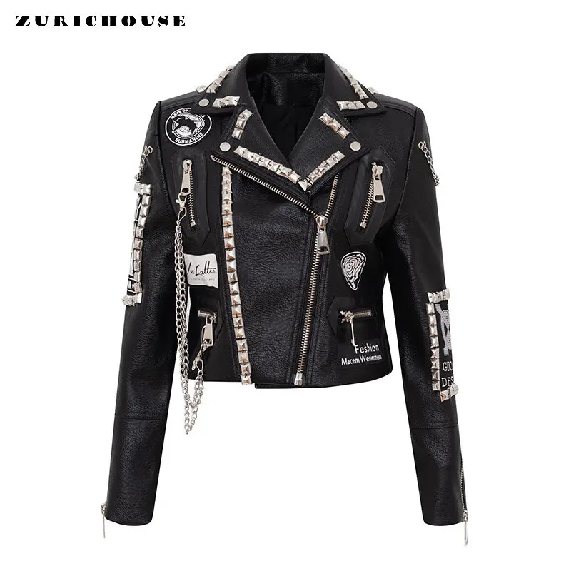 Punk Studded Black Leather Jacket for Women 2023 Trend Streetwear Graffiti Print Motorcycle Faux Leather Cropped Jackets S-XXXL
Punk Studded Black Leather Jacket for Women 2023 Trend Streetwear Graffiti Print Motorcycle Faux Leather Cropped Jackets S-XXXL