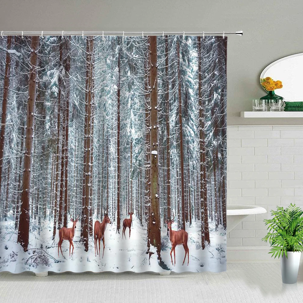 Winter Forest Landscape Shower Curtain Deer Snow Scene Scenery Bathroom Decor Waterproof Fabric Bathroom Screen Bath Curtains
Winter Forest Landscape Shower Curtain Deer Snow Scene Scenery Bathroom Decor Waterproof Fabric Bathroom Screen Bath Curtains