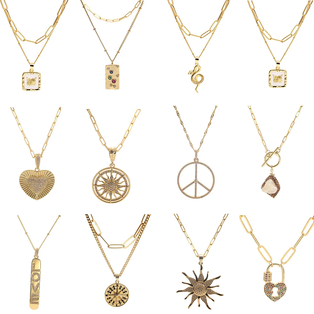 SUNSLL Stackable CZ Zircon Necklace 2 Layer Square/Sun/Heart/Lock Pendant Necklaces Link Chain Women Jewelry
SUNSLL Stackable CZ Zircon Necklace 2 Layer Square/Sun/Heart/Lock Pendant Necklaces Link Chain Women Jewelry