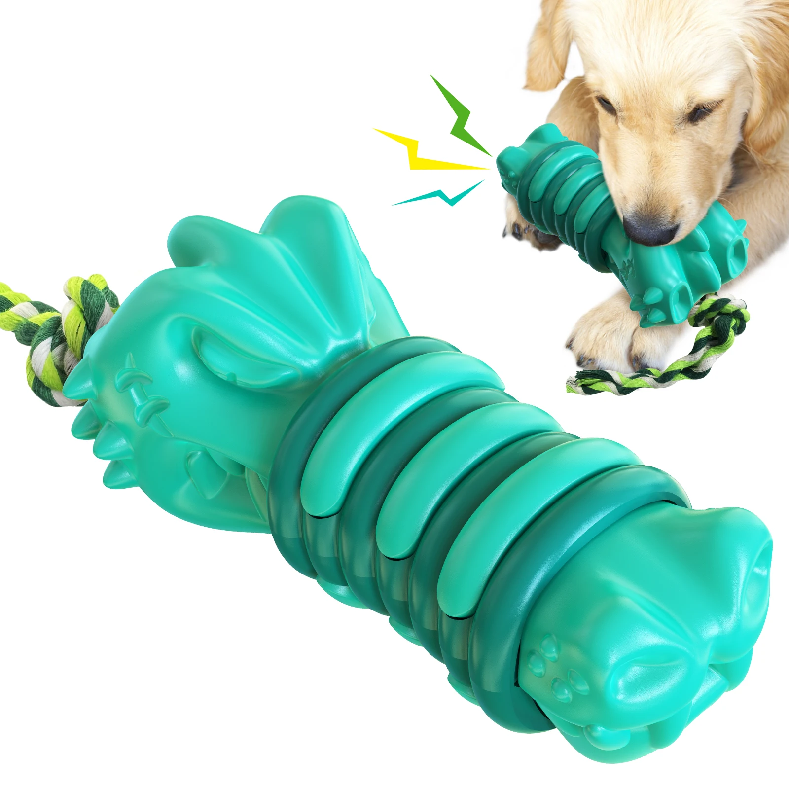 

Squeaky Durable and Indestructible Interactive Dog Toy Puppy Chew Bones Pet Molar Toothbrush Accessories Teething Stick Plush