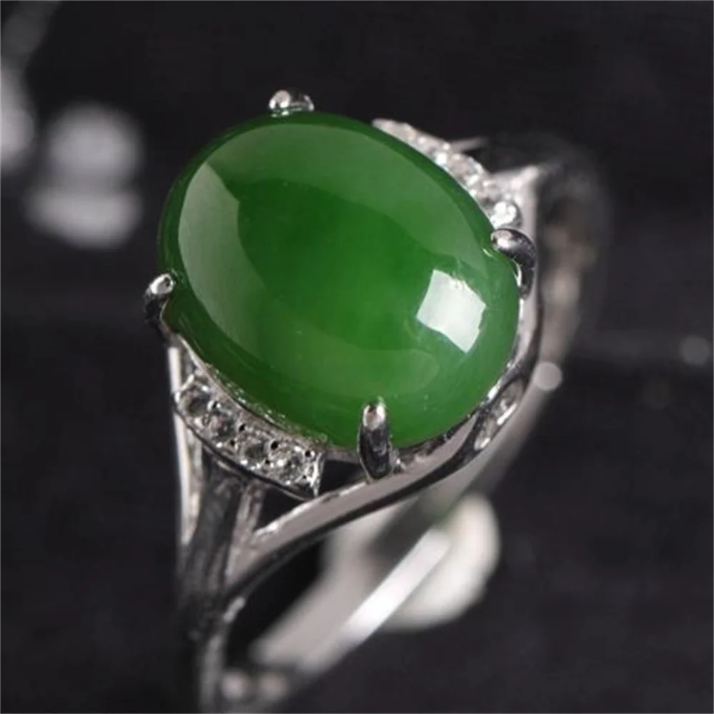 

Оригинальные регулируемые зеленые нефритовые кольца из серебра 925 пробы с сертификатом, Модные женские ювелирные изделия из драгоценных камней