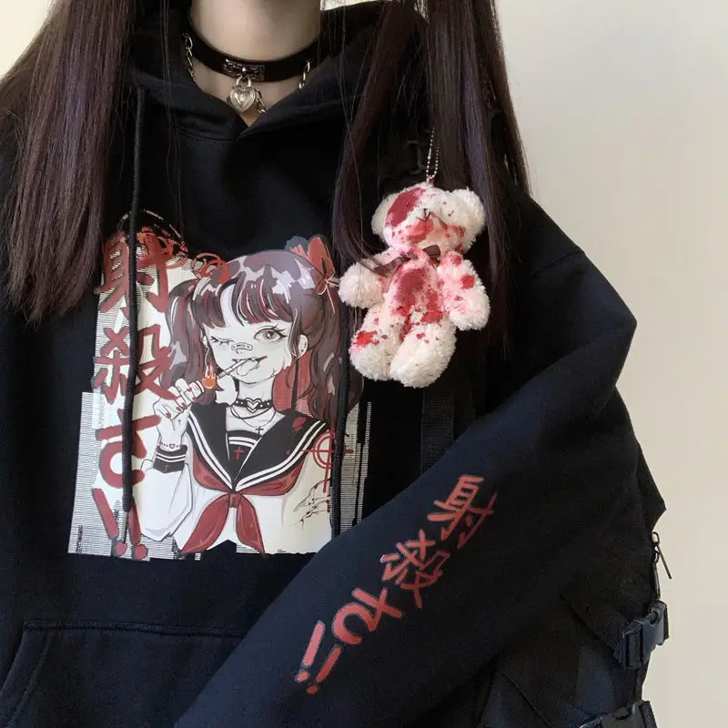 Korean Loose Harajuku Black Girl Comic Print Velvet Padded Thickened Gothic Sweater Schoolgirls' Coat Kawaii Clothes Sweatshirt
Korean Loose Harajuku Black Girl Comic Print Velvet Padded Thickened Gothic Sweater Schoolgirls' Coat Kawaii Clothes Sweatshirt
