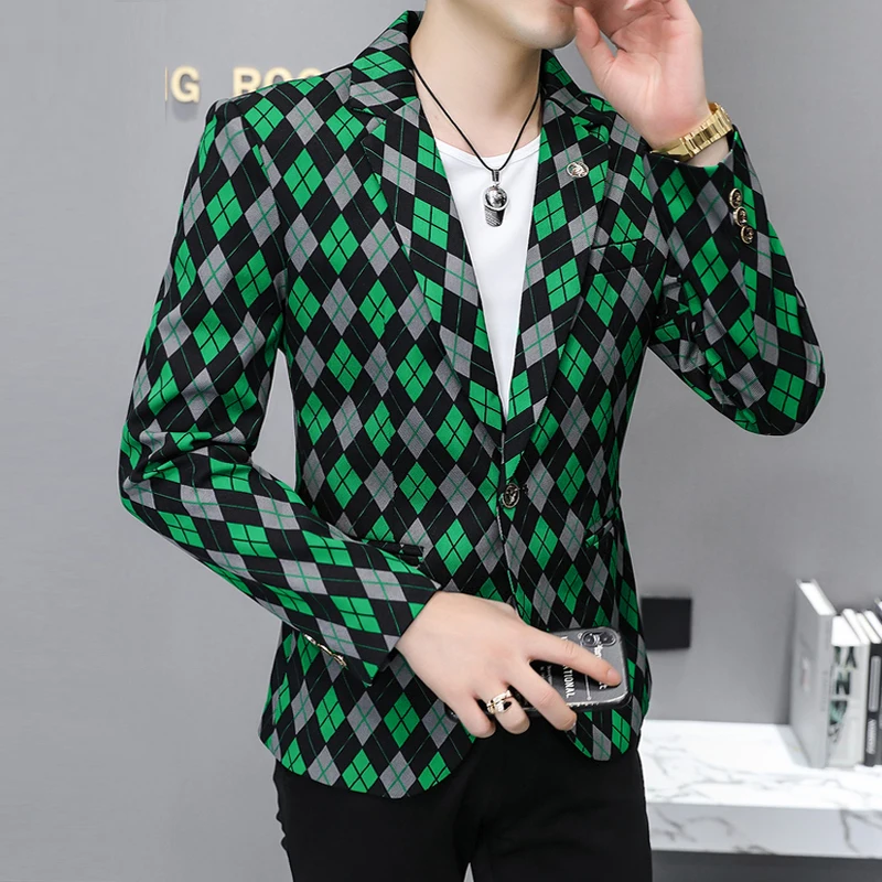 British Style Green Plaid Suit Jacket for Men Fashion Slim Boutique Male Blazer Coat Spring Autumn Single-breasted Costume Homme
British Style Green Plaid Suit Jacket for Men Fashion Slim Boutique Male Blazer Coat Spring Autumn Single-breasted Costume Homme