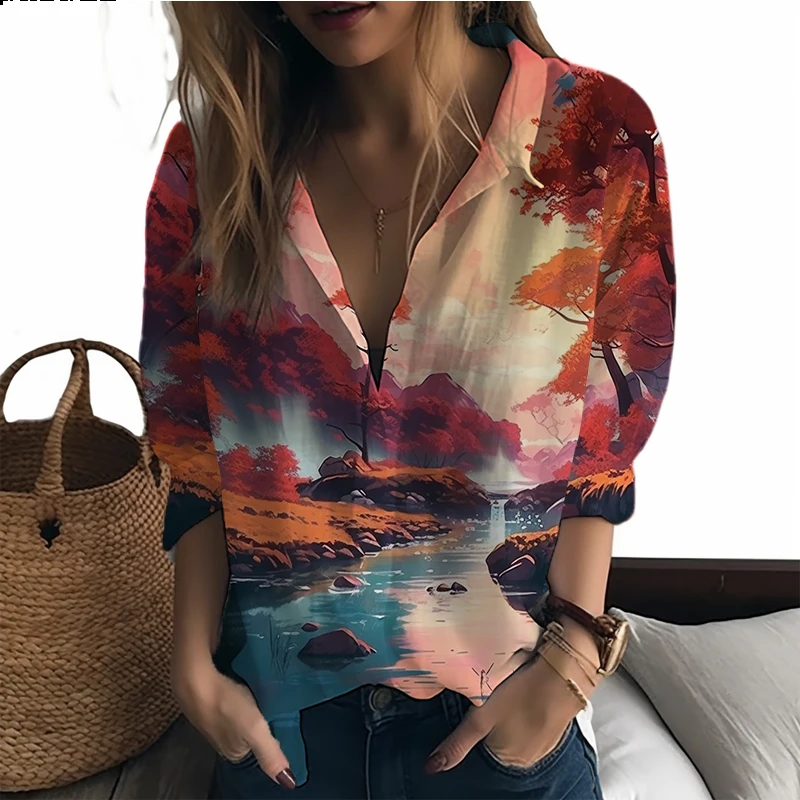 Летняя Новинка, женская рубашка с принтом долины, пейзаж, женская рубашка с 3D принтом, Повседневная стильная женская рубашка для отпуска, модная трендовая Свободная Женская рубашка
Летняя Новинка, женская рубашка с принтом долины, пейзаж, женская рубашка с 3D принтом, Повседневная стильная женская рубашка для отпуска, модная трендовая Свободная Женская рубашка