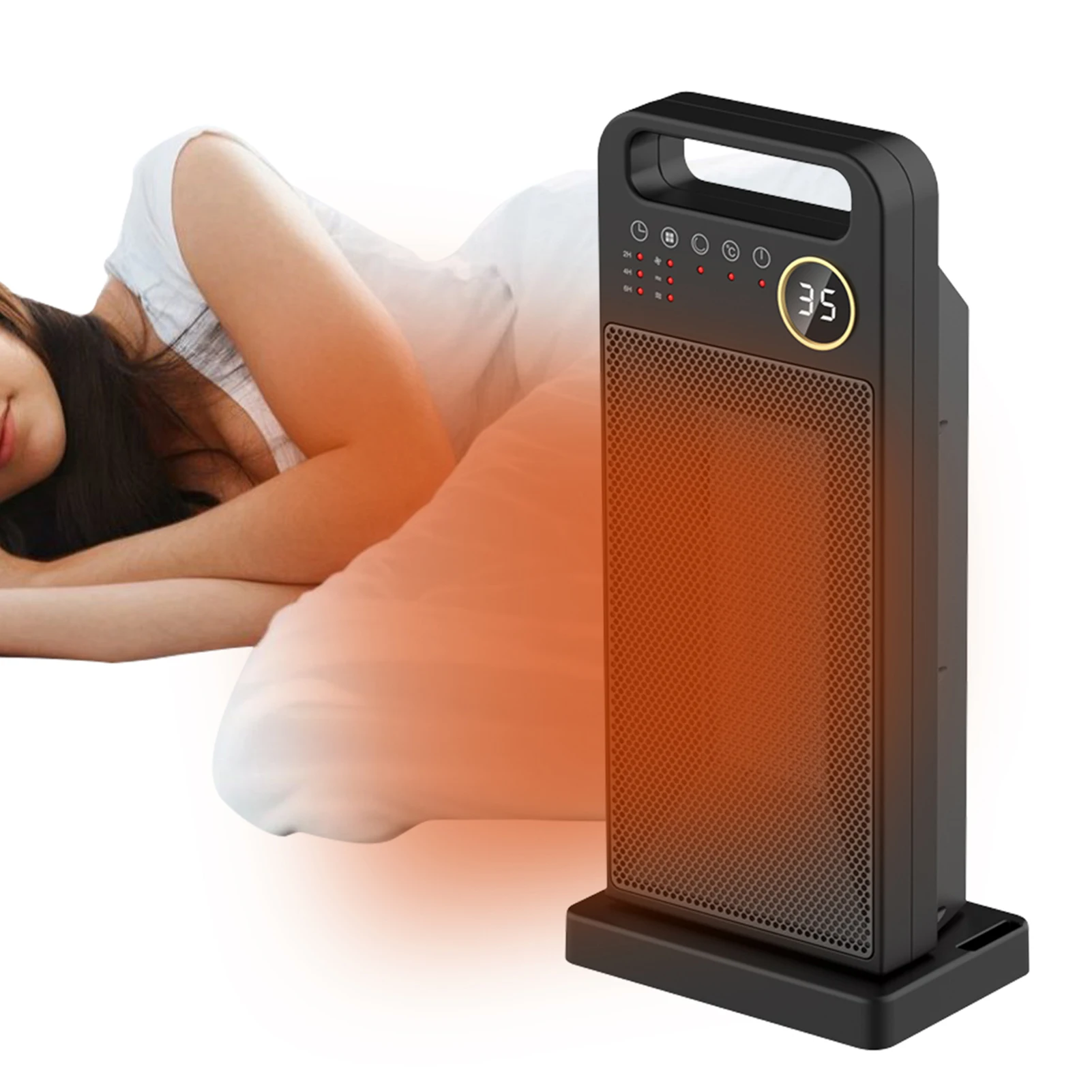 Вентилятор-обогреватель с цифровым термостатом, 3 режима, таймер 12 часов 
Вентилятор-обогреватель с цифровым термостатом, 3 режима, таймер 12 часов