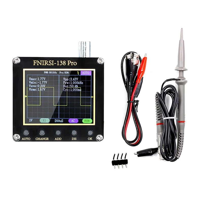 FNIRSI 138Pro Mini Handheld Digital Oscilloscope Kit, 2.5MS/S High Sampling Rate, 200Khz Bandwidth, Pocket Oscilloscope
FNIRSI 138Pro Mini Handheld Digital Oscilloscope Kit, 2.5MS/S High Sampling Rate, 200Khz Bandwidth, Pocket Oscilloscope