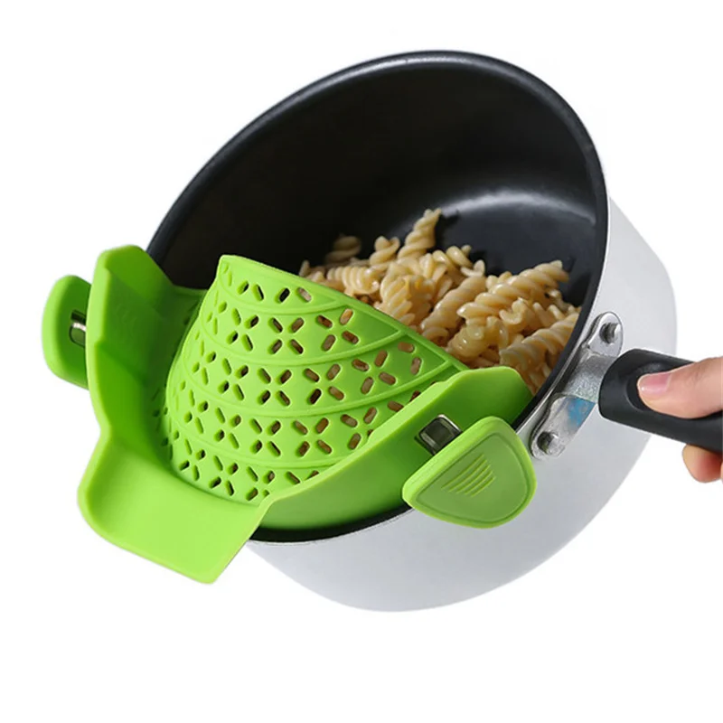 

Universal Silicone Clip-on Pan Pot Strainer Anti-spill Pasta Strainers Food Grade Rice Vegetable Washing Colander Kitchen Items