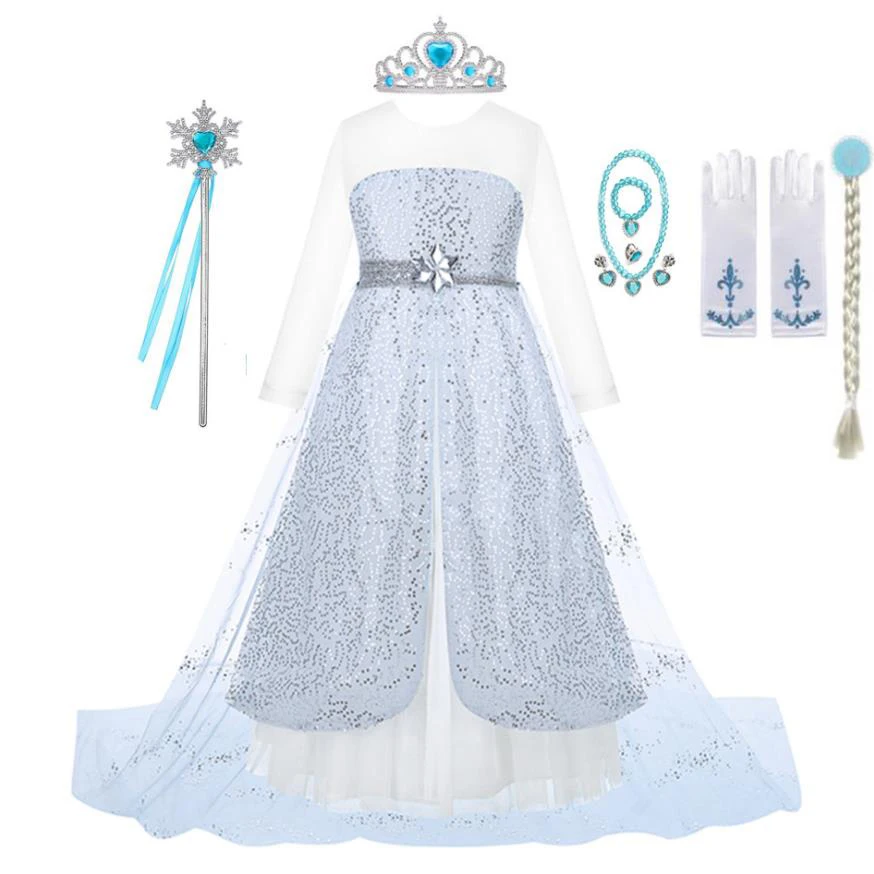 Snow Queen Elsa and Anna Princess Dress for Girls Birthday Party Prom Summer Aisa Queen White Dress Halloween Perform Costume
Snow Queen Elsa and Anna Princess Dress for Girls Birthday Party Prom Summer Aisa Queen White Dress Halloween Perform Costume