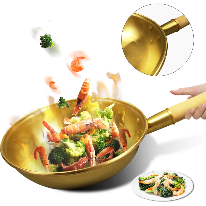 Pure Brass Pan Brass wok Chinese Wok Frying Pan Brass Frying Pan Cookware Cooking Wok Brass Cooker 
Pure Brass Pan Brass wok Chinese Wok Frying Pan Brass Frying Pan Cookware Cooking Wok Brass Cooker