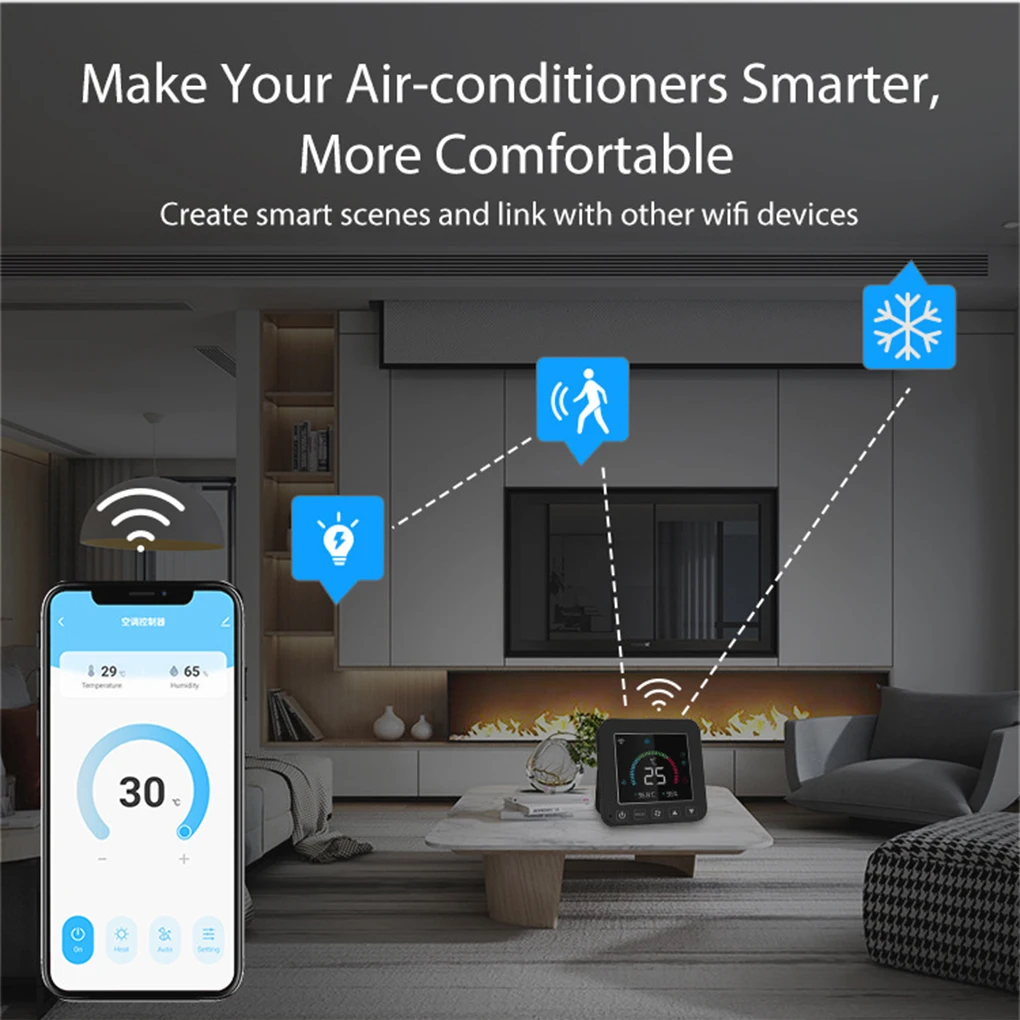 Умный термостат с ЖК-дисплеем, Wi-Fi, Bluetooth-Совместимый Беспроводной контроллер кондиционера, программируемый детектор ℃/℉
Умный термостат с ЖК-дисплеем, Wi-Fi, Bluetooth-Совместимый Беспроводной контроллер кондиционера, программируемый детектор ℃/℉