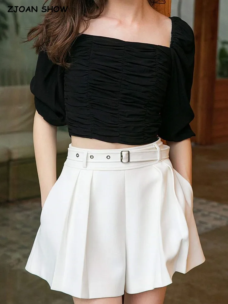 Винтажная однотонная черная укороченная рубашка 2022, женский сексуальный корсет, эластичная облегающая блузка с квадратным вырезом и рюшам... 
Винтажная однотонная черная укороченная рубашка 2022, женский сексуальный корсет, эластичная облегающая блузка с квадратным вырезом и рюшам...