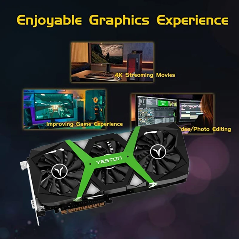 Yeston RTX2060 Super-8G D6 PA Gaming Graphics Card 8G/256Bit/GDDR6 1470/1650Mhz/14Ghz DVI+HD+DP Interface Desktop Graphics Card
Yeston RTX2060 Super-8G D6 PA Gaming Graphics Card 8G/256Bit/GDDR6 1470/1650Mhz/14Ghz DVI+HD+DP Interface Desktop Graphics Card