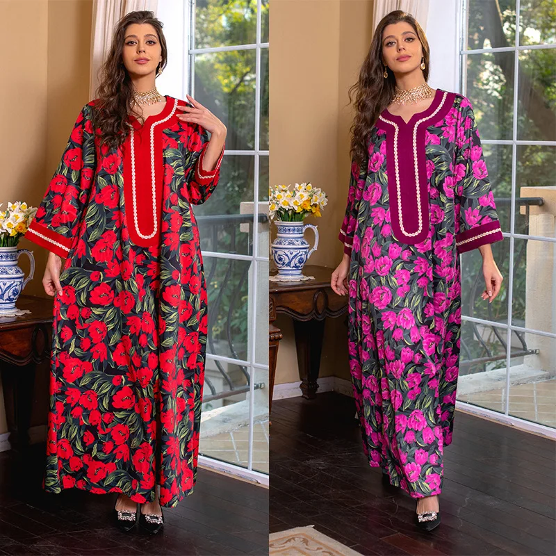 

Kaftan Islamic Gown Robe Eid Ramadan Turkey India Muslim Dress Women Long Sleeve Scarf Abaya Dubai Arabic Vestidos Morocco