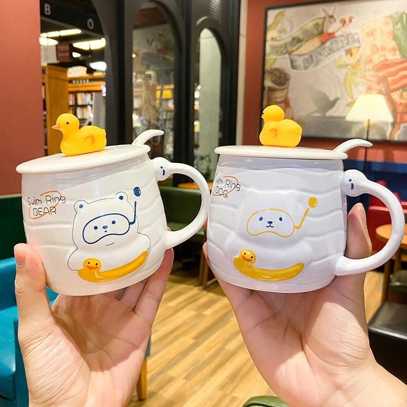 450ML Creative Kawaii Cartoon Little Yellow Duck Mug Home Student Covered Spoon Ceramic Cup Personality Couple
450ML Creative Kawaii Cartoon Little Yellow Duck Mug Home Student Covered Spoon Ceramic Cup Personality Couple