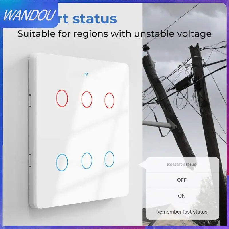 

Voice Remote Control Wifi Touch Switches Portable Timing Wall Switch 10a Tempered Glass Glass Panel Flame Retardant Ac110 240v