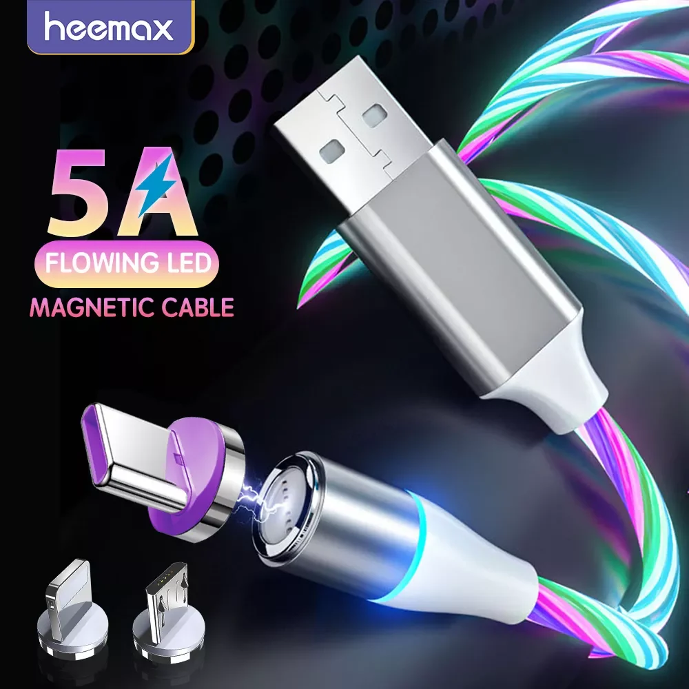 5A Magnetic Flow Luminous Super Fast Charging Cable For Samsung Magnet Cable for iPhone Micro USB Type C Wire For Xiaomi Huawei
5A Magnetic Flow Luminous Super Fast Charging Cable For Samsung Magnet Cable for iPhone Micro USB Type C Wire For Xiaomi Huawei