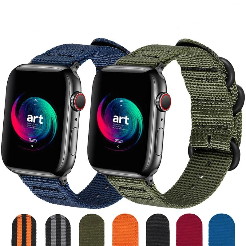Ремешок НАТО для Apple Watch Band 44 мм 40 41 45 нейлоновый браслет IWatch 42 38 Series 4 3 5 SE 6 7 |