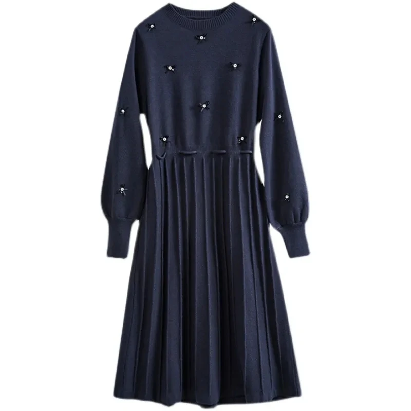 2023 New Fashion Solid Color Pleated Pullovers Knit Dress Women Clothing Spring Autumn Dress Slim Black Navy Jersey Dresses A894
2023 New Fashion Solid Color Pleated Pullovers Knit Dress Women Clothing Spring Autumn Dress Slim Black Navy Jersey Dresses A894