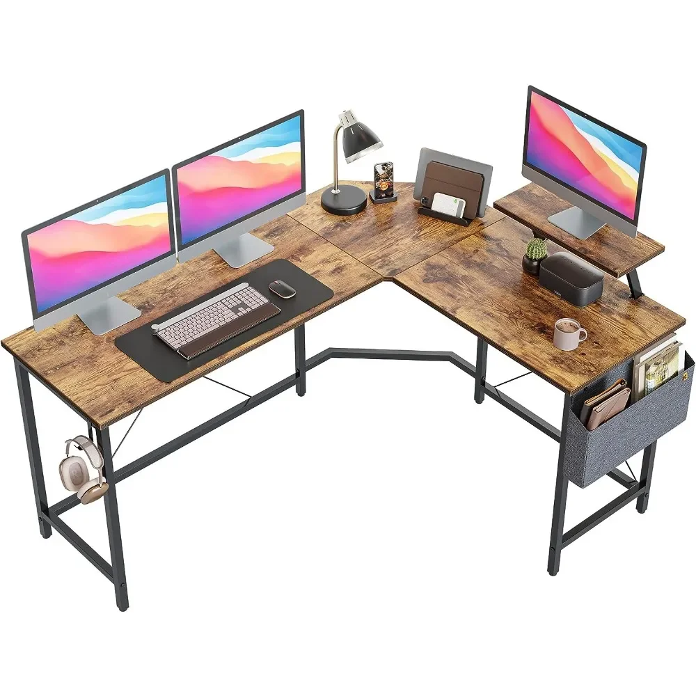 

Современный L-образный компьютерный стол Cubiker, угловой игровой стол с подставкой для монитора, рабочая станция для дома, офиса, кабинета