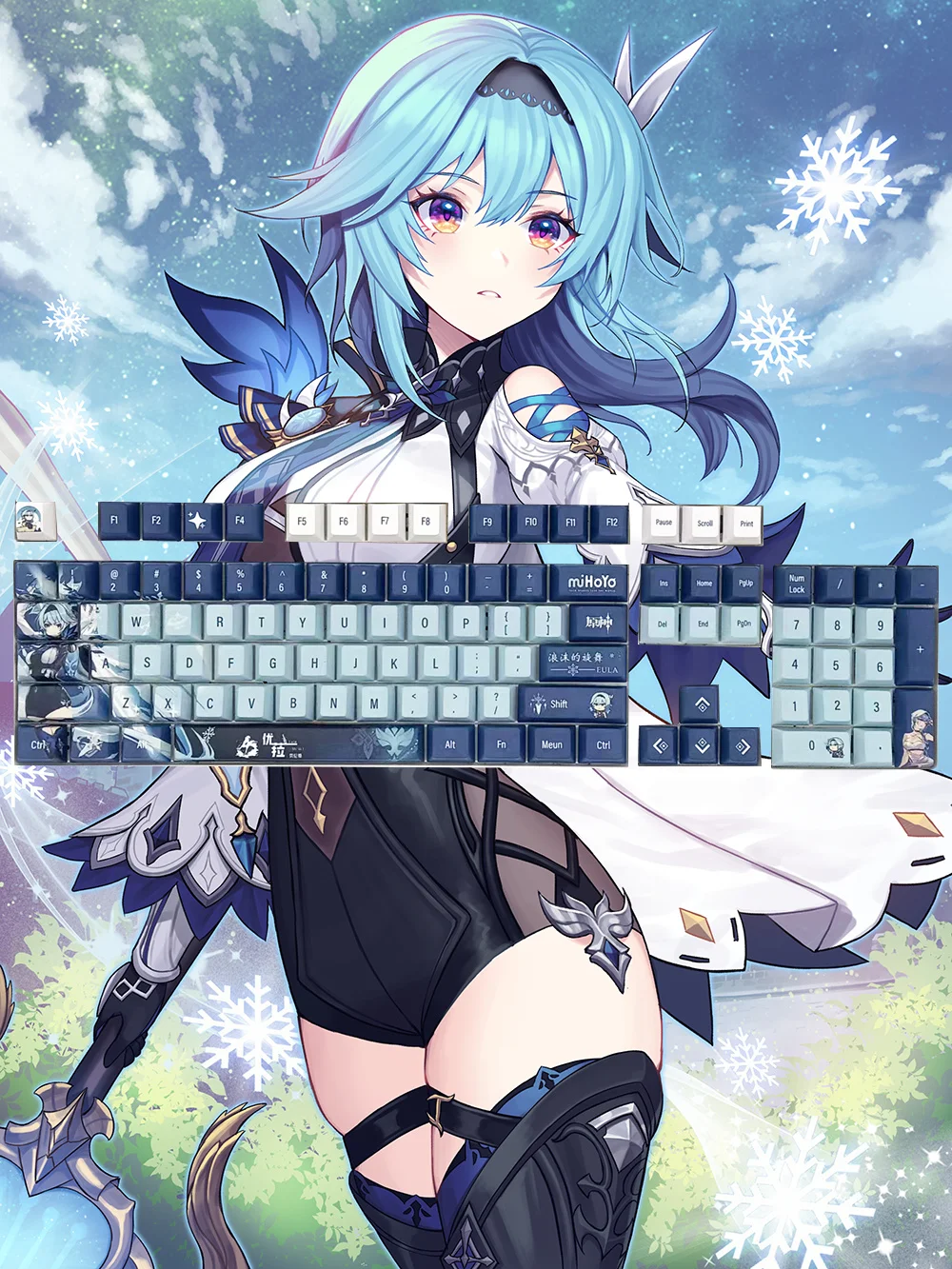 Genshin Impact Eula Keycaps Keyboard Decorative Accessory Cover 126Keys Cherry Height Pbt Five-Sided Sublimation Anime Keycap 
Genshin Impact Eula Keycaps Keyboard Decorative Accessory Cover 126Keys Cherry Height Pbt Five-Sided Sublimation Anime Keycap