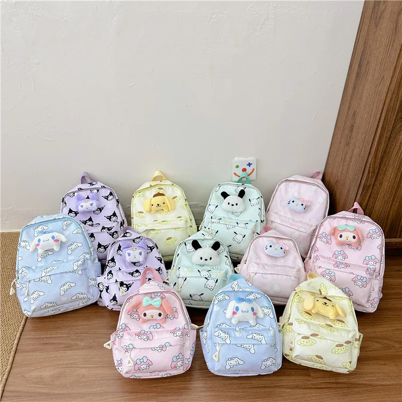 

Рюкзак Hello Kitty Cinnamoroll Sanrio Kawaii для кукол аниме, милый детский рюкзак для путешествий с героями мультфильмов Kuromi, школьный рюкзак, детские игрушки, подарки