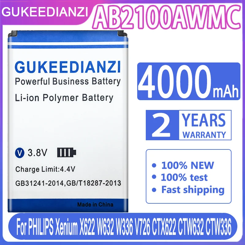 Сменный аккумулятор GUKEEDIANZI AB2100AWMC 4000 мАч для PHILIPS Xenium X622 W632 W336 V726 CTX622 CTW632 CTW336
Сменный аккумулятор GUKEEDIANZI AB2100AWMC 4000 мАч для PHILIPS Xenium X622 W632 W336 V726 CTX622 CTW632 CTW336