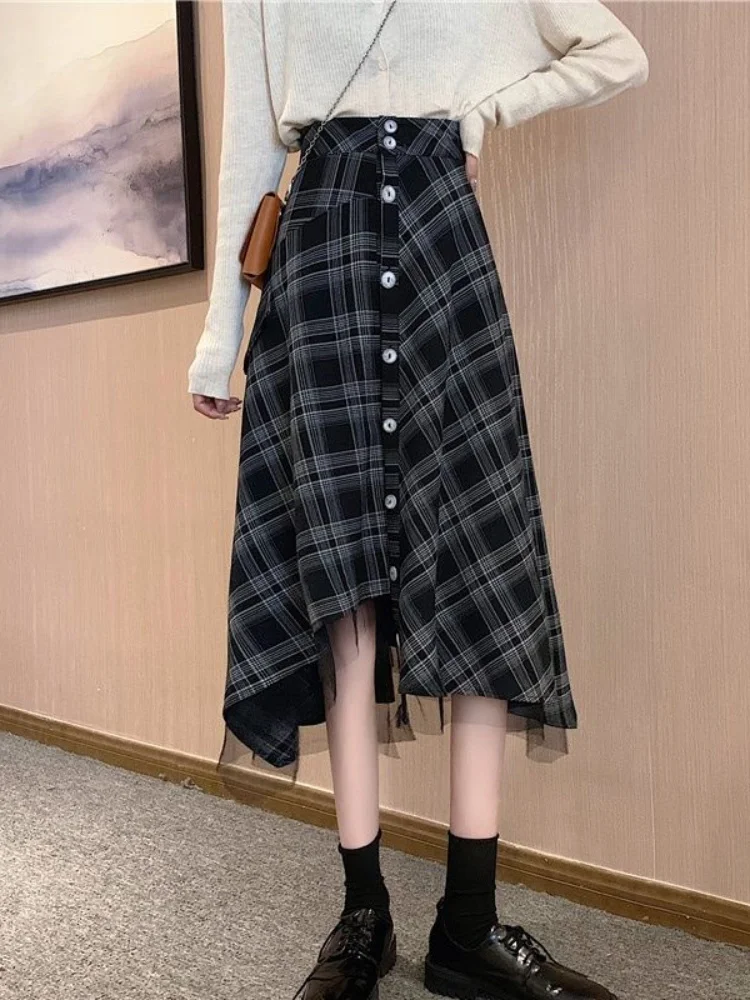Vintage Plaid Skirt for Woen Black High Waist A-LINE id-Calf Skirt esh Patchwork Korean Fashion Streetwear
Vintage Plaid Skirt for Woen Black High Waist A-LINE id-Calf Skirt esh Patchwork Korean Fashion Streetwear