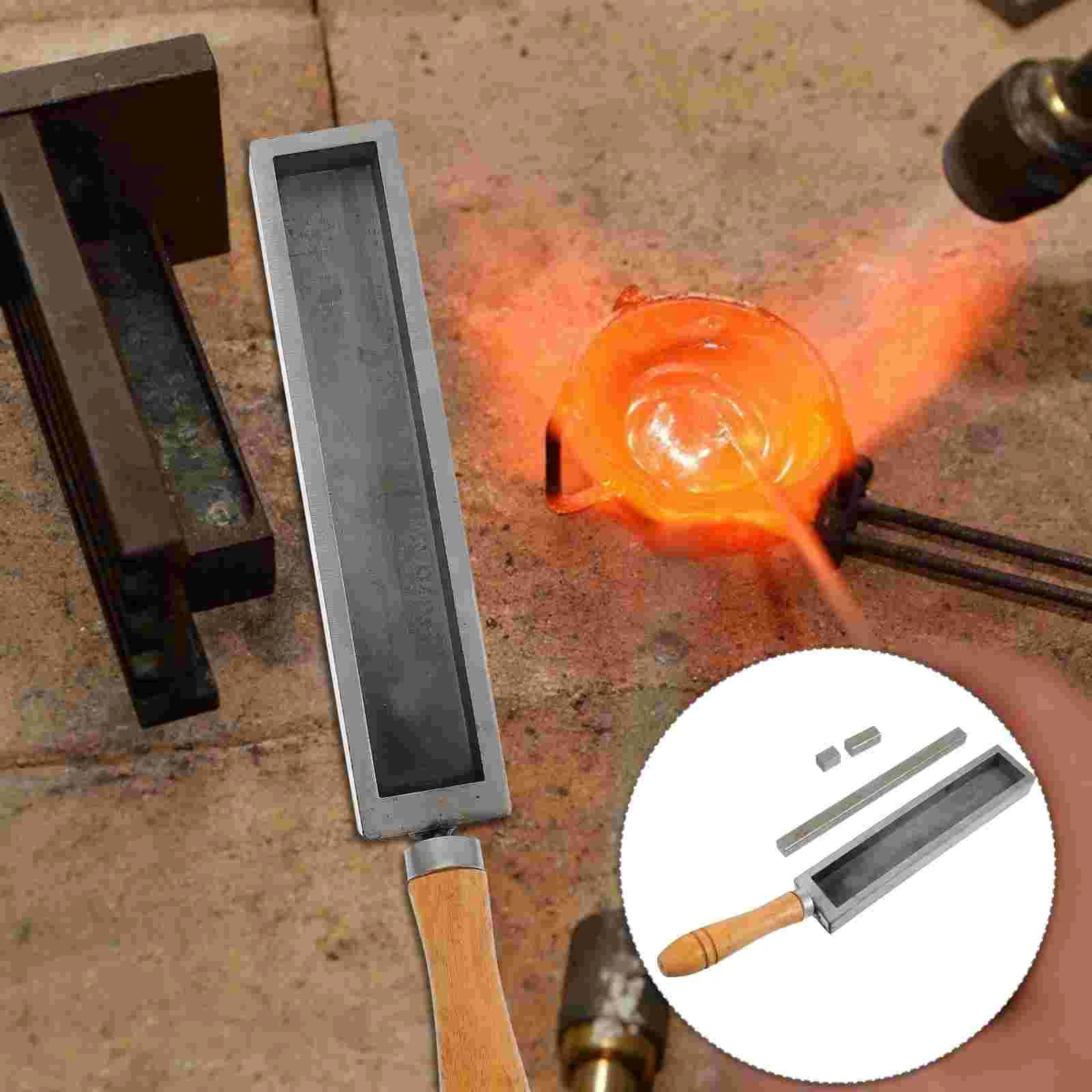 Wooden Handle Iron Tank Oil Silver Melting Mould Mold Gold Refining Brick Metal Casting Alloy Steel Slot
Wooden Handle Iron Tank Oil Silver Melting Mould Mold Gold Refining Brick Metal Casting Alloy Steel Slot