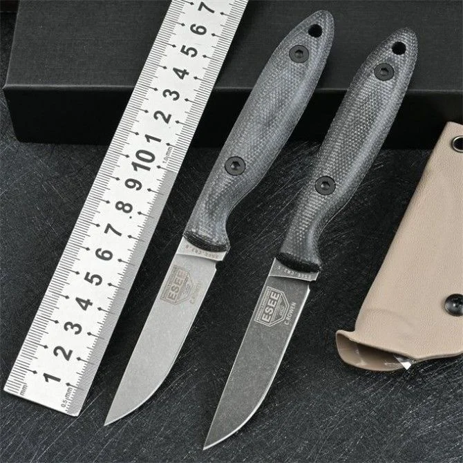 

ESEE стальной DC53 армейский нож с фиксированным лезвием, льняная ручка, для кемпинга, выживания, прямые охотничьи ножи, тактический военный инструмент для повседневного использования