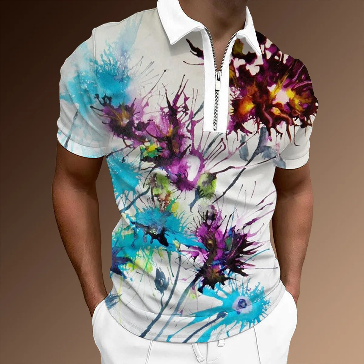 Men's Summer New Polo Shirts Short Sleeve Printed Zipper Pullover Breathable Ink Painting Flowers Personality Speed Retro Shirt
Men's Summer New Polo Shirts Short Sleeve Printed Zipper Pullover Breathable Ink Painting Flowers Personality Speed Retro Shirt