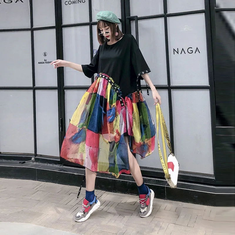 2022 New Women'S Dress Summer Round Neck Short Sleeve Colorful Plaid Irregular Webbing Stitching Loose Temperament Dress LL1194
2022 New Women'S Dress Summer Round Neck Short Sleeve Colorful Plaid Irregular Webbing Stitching Loose Temperament Dress LL1194