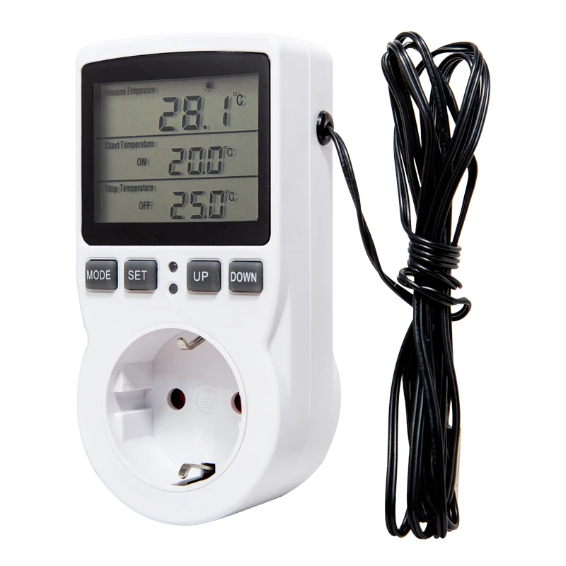 EU Timer Socket Thermostat Digital Temperature Controller Outlet Countdown Timing Switch Sensor Probe Heating Cooling 16A 230V
EU Timer Socket Thermostat Digital Temperature Controller Outlet Countdown Timing Switch Sensor Probe Heating Cooling 16A 230V